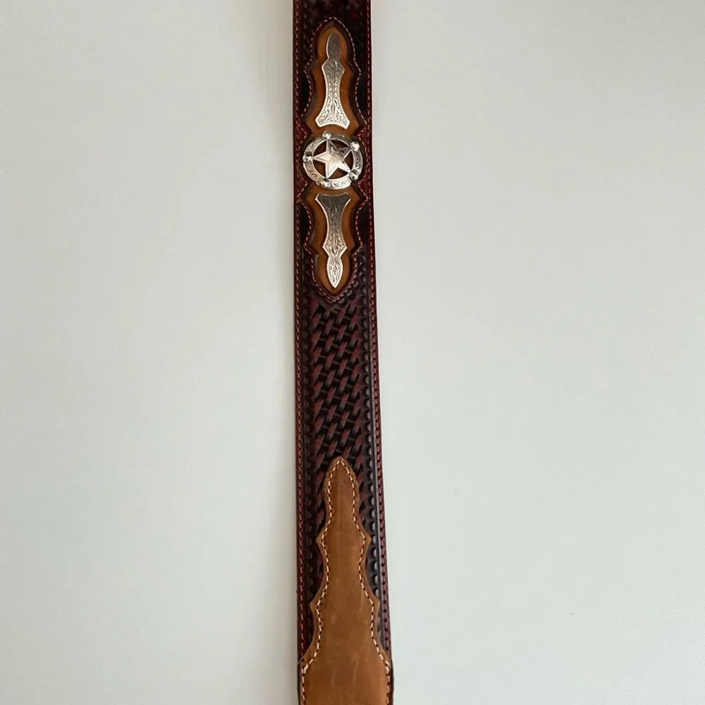 Justin Brown Leather Belt Western 44
